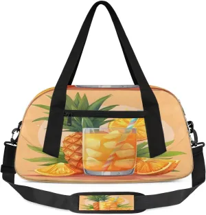 Pineapple Juice Waterproof Sports Gym Bag Portable Dance Gymnastics Work Out Bag Lightweight Travel Duffel Bag Overnight Weekender Bag