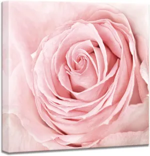 Pink Bathroom Decor - Pink Rose Close Up Canvas Wall Art Blush Pink Room Decor Aesthetic Light Pink Bedroom Decor Pink Artwork for Home Walls Floral Wall Pictures for Bathroom Wrapped 14x14inch