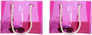Pink Clear travel beach bag, summer vacation tote, concert event tote, transparent PVC bag for toiletries makeups