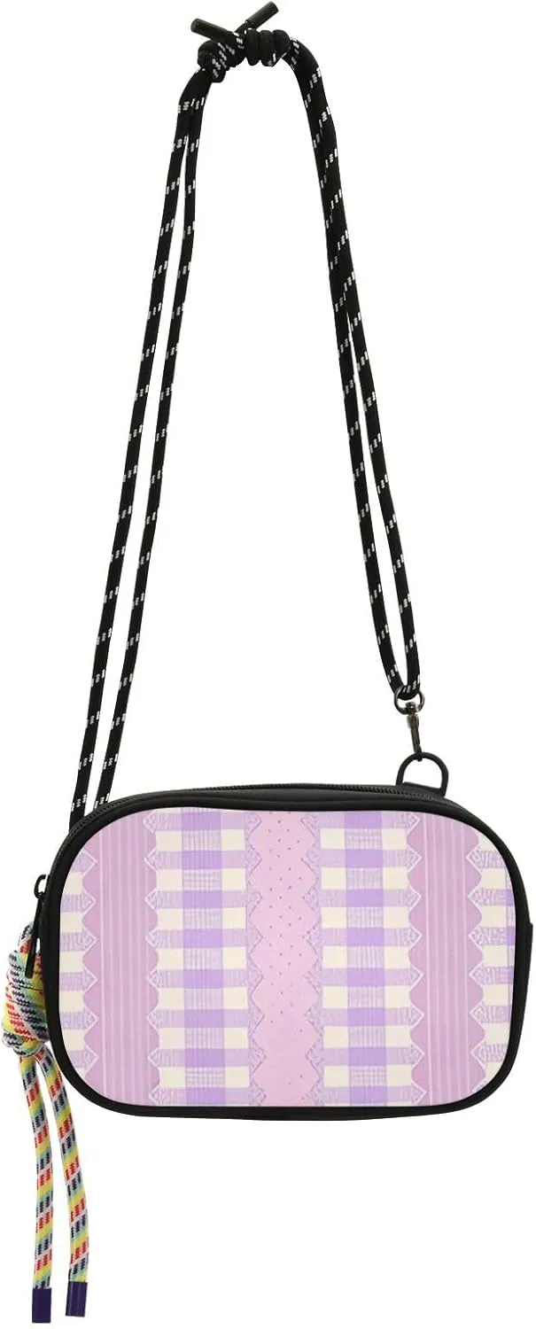 Pink Purple Cute Lace Stripes Anti Theft Crossbody Bag Womens Practical with Credit Card Slots Mini Shoulder Bag Have a meal bolsas elegantes para mujer