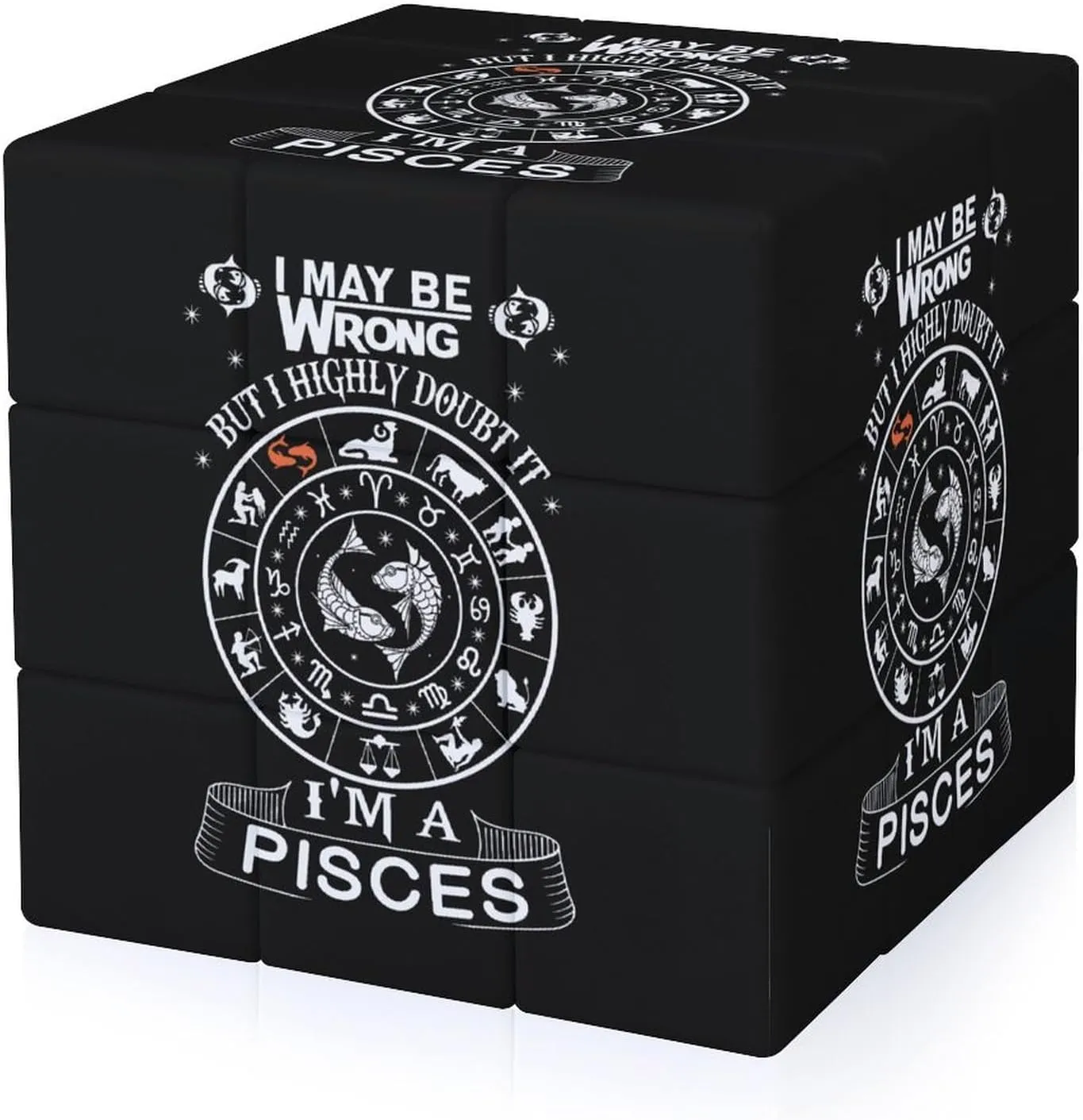 Pisces Constellation Funny 3x3x3 Cube Smooth Lightweight Puzzle for Adult Graphic Printing Travel