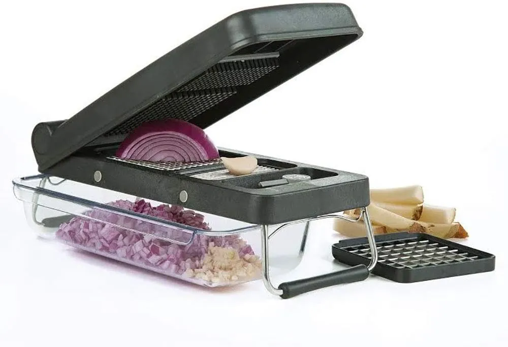 PL8 Professional Chopper, Black - Multi-Functional Vegetable Chopper, Dicer, and Mincer with Sturdy Stainless Steel Frame, Perfect for Onions, Tomatoes, and More