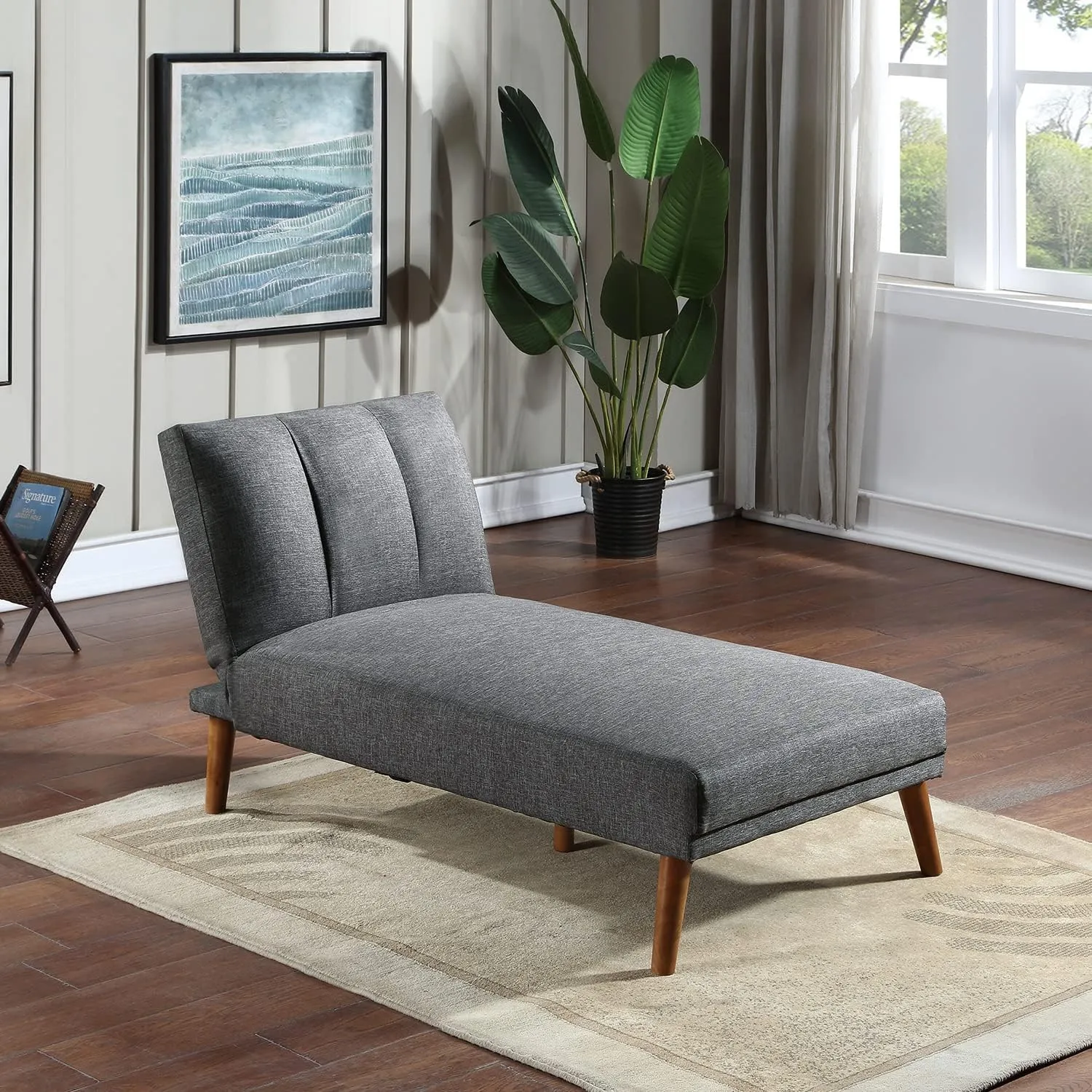 Polyfiber Fabric Adjustable Chaise in Blue Grey Finish