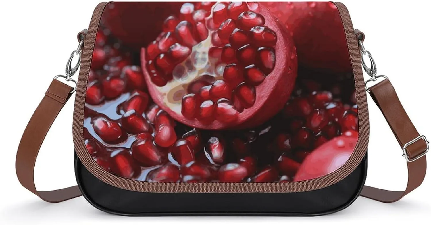 Pomegranate Fruit Shoulder Bags PU Leather Shoulder Handbag Large Capacity Crossbody Bag for Women