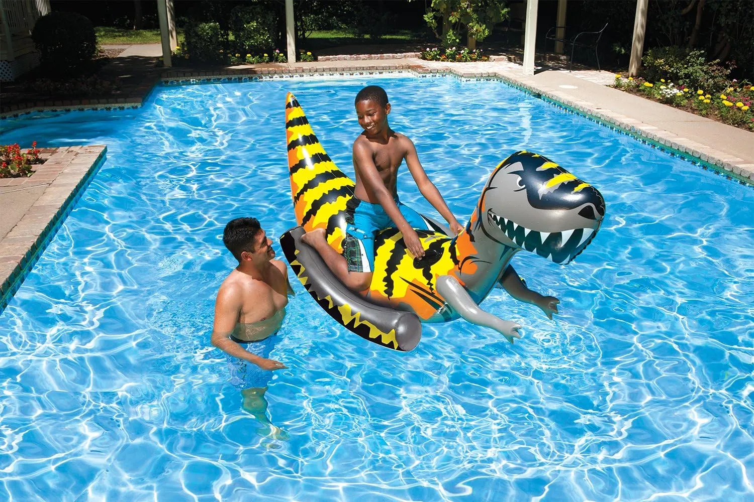 Poolmaster T-Rex Inflatable Ride-On Dinosaur Jumbo Swimming Pool Float Rider