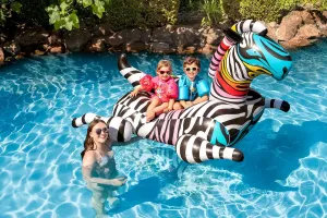 Poolmaster Zany Zebra Jumbo Swimming Pool Float Rider, Zebra Large