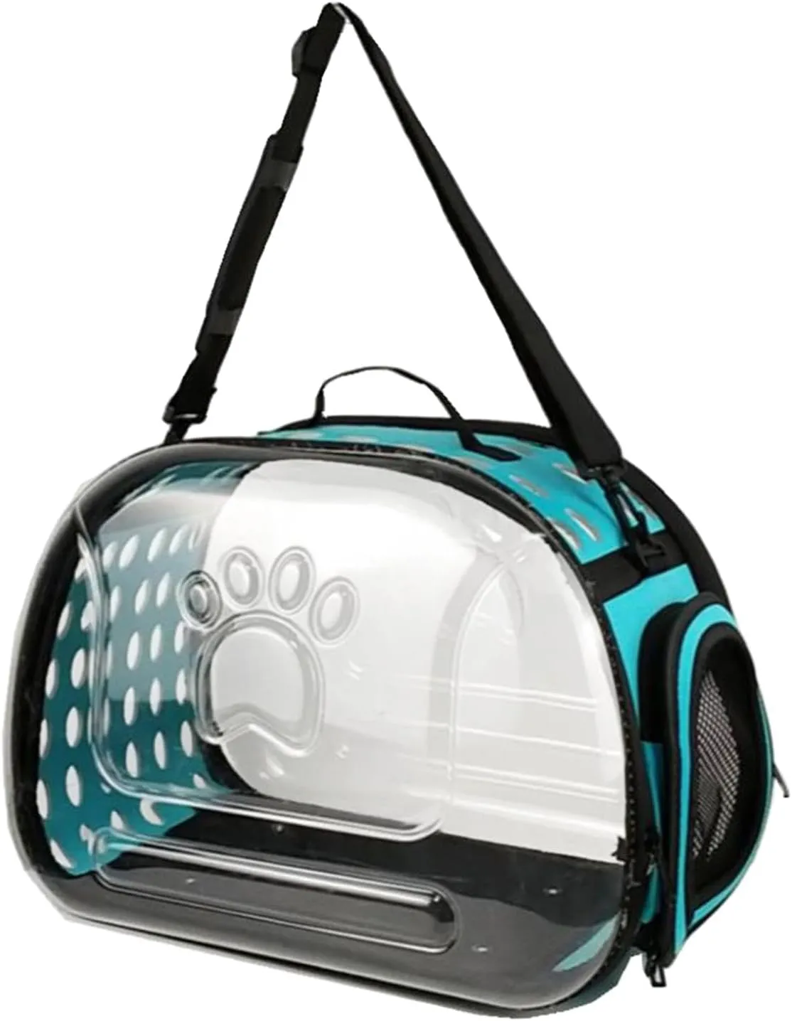Portable Cat Space Capsule Carried Bag,Transparent Collapsible Breathable Cat Handbag,Transport Pets Bubble Bag for Small Medium Cats Dogs for Hiking, Travel, Airline Approved - Blue S