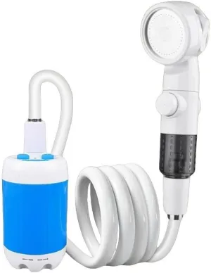 Portable Electric Shower, 4000mAh Battery, 1-2 Hours Runtime, Dual Flow Mode, Camping and Outdoor Use, White