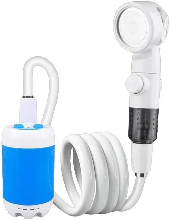 Portable Electric Shower, 4000mAh Battery, 1-2 Hours Runtime, Dual Flow Mode, Camping and Outdoor Use, White