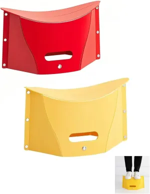 Portable Foldable Lightweight Camping Stool, Outdoor Ultra-Thin Camping Chair, Multifunctional Storage Suitable for Outdoor Activities, Travel, Gatherings, Barbecues(Red Yellow)