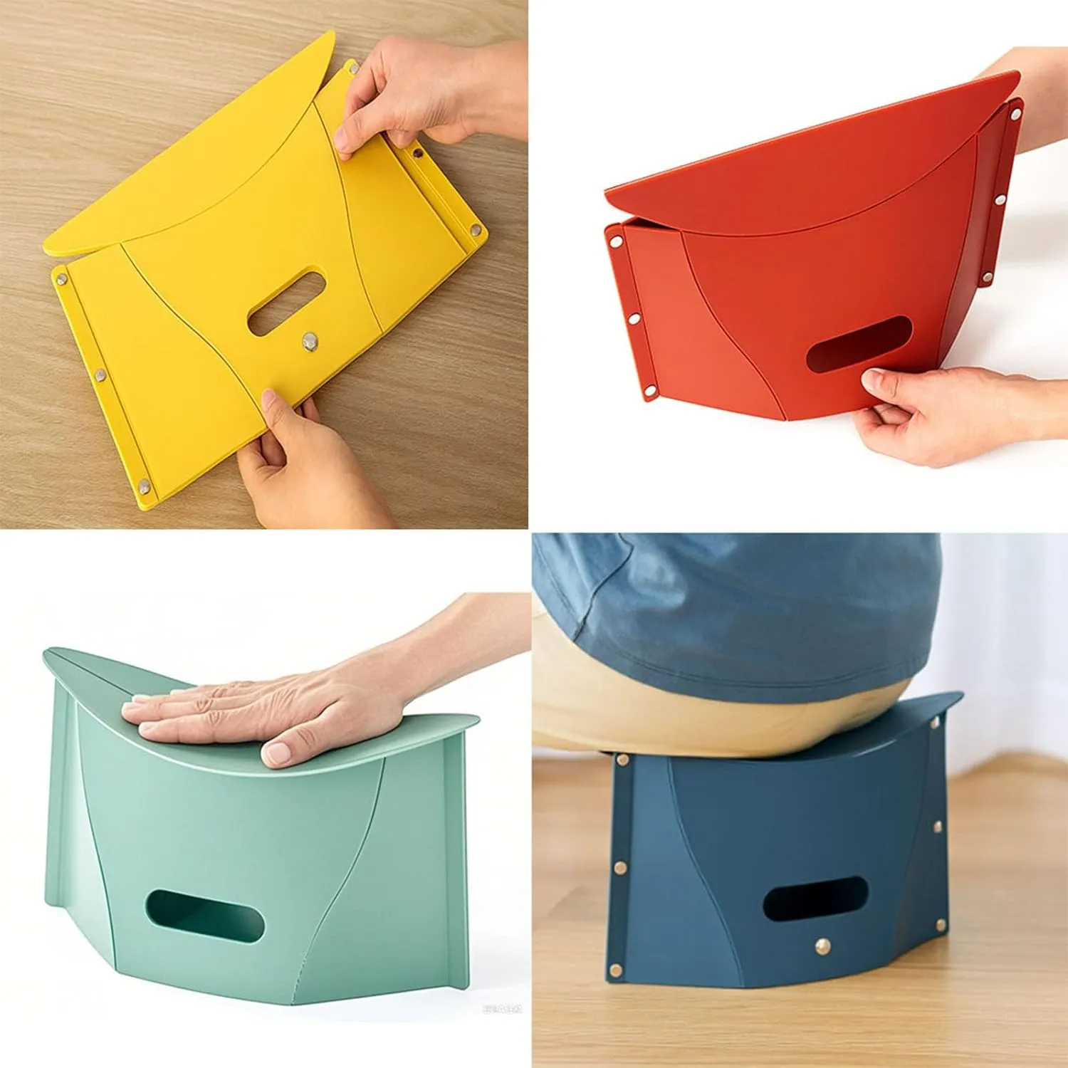 Portable Foldable Lightweight Camping Stool, Outdoor Ultra-Thin Camping Chair, Multifunctional Storage Suitable for Outdoor Activities, Travel, Gatherings, Barbecues(Red Yellow)