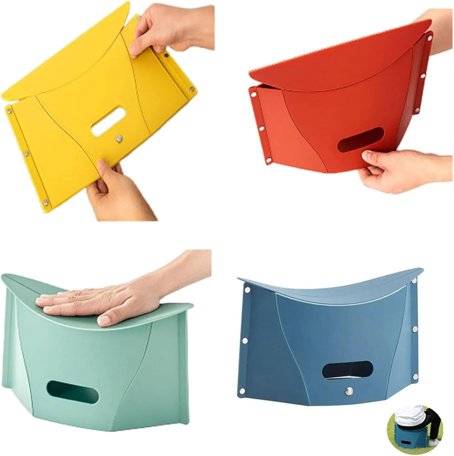 Portable Foldable Lightweight Camping Stool, Outdoor Ultra-Thin Camping Chair, Multifunctional Storage Suitable for Outdoor Activities, Travel, Gatherings, Barbecues(Red Yellow)