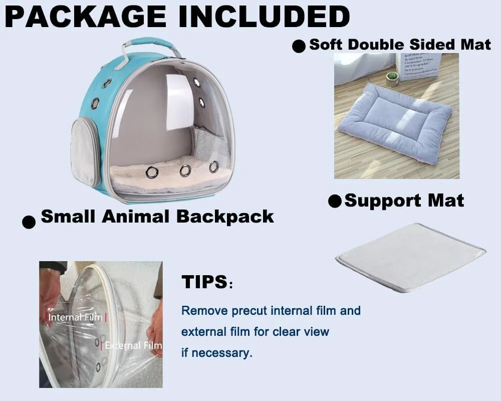 Portable Guinea Pig Backpack with Small Bag Harness and Leash Set, Space Capsule Bubble Pet Carrier Cage Travel for Rabbit, Bearded Dragon, Sugar Glider (Green, Backpack)