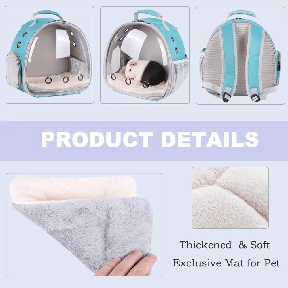 Portable Guinea Pig Backpack with Small Bag Harness and Leash Set, Space Capsule Bubble Pet Carrier Cage Travel for Rabbit, Bearded Dragon, Sugar Glider (Green, Backpack)