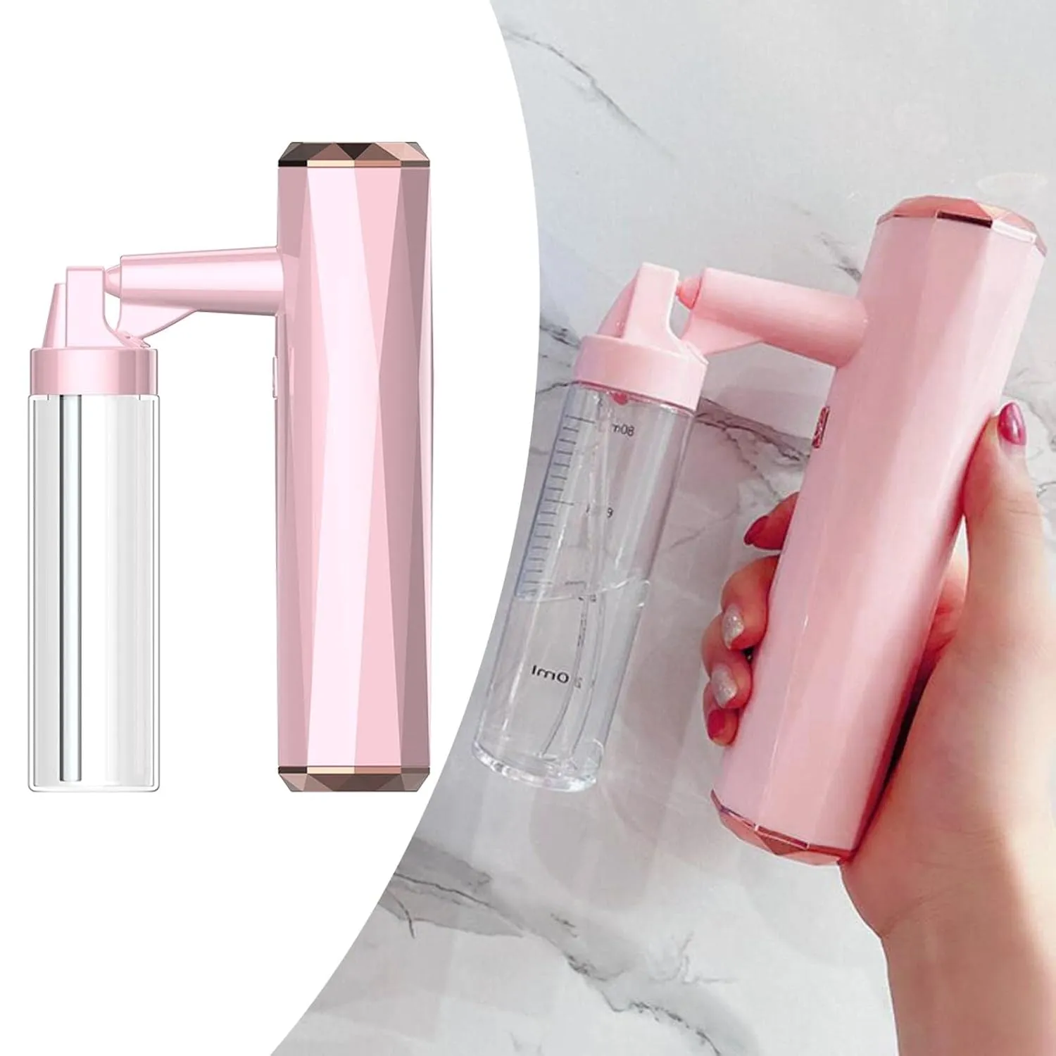 Portable Handheld Nano Facial Steamer Humidifier, Rechargeable Electric Sprayer for Home & Room - Strong Pressure Oxygen Atomizing, Deep Penetration, Skin - Pink
