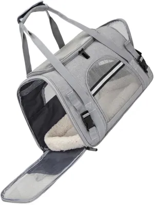 Portable Pet Carrier Backpack Breathable Dog Tote Bag for Hiking Travel Durable Design Capacity for Cats and Dogs Up to Grey