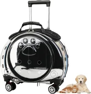 Portable Wheeled Pet Carrier for Cats & Dogs, Travel Bag with Foldable Design, Holds up to 5kg, Breathable Rolling Pet Carrier, Extendable Handle