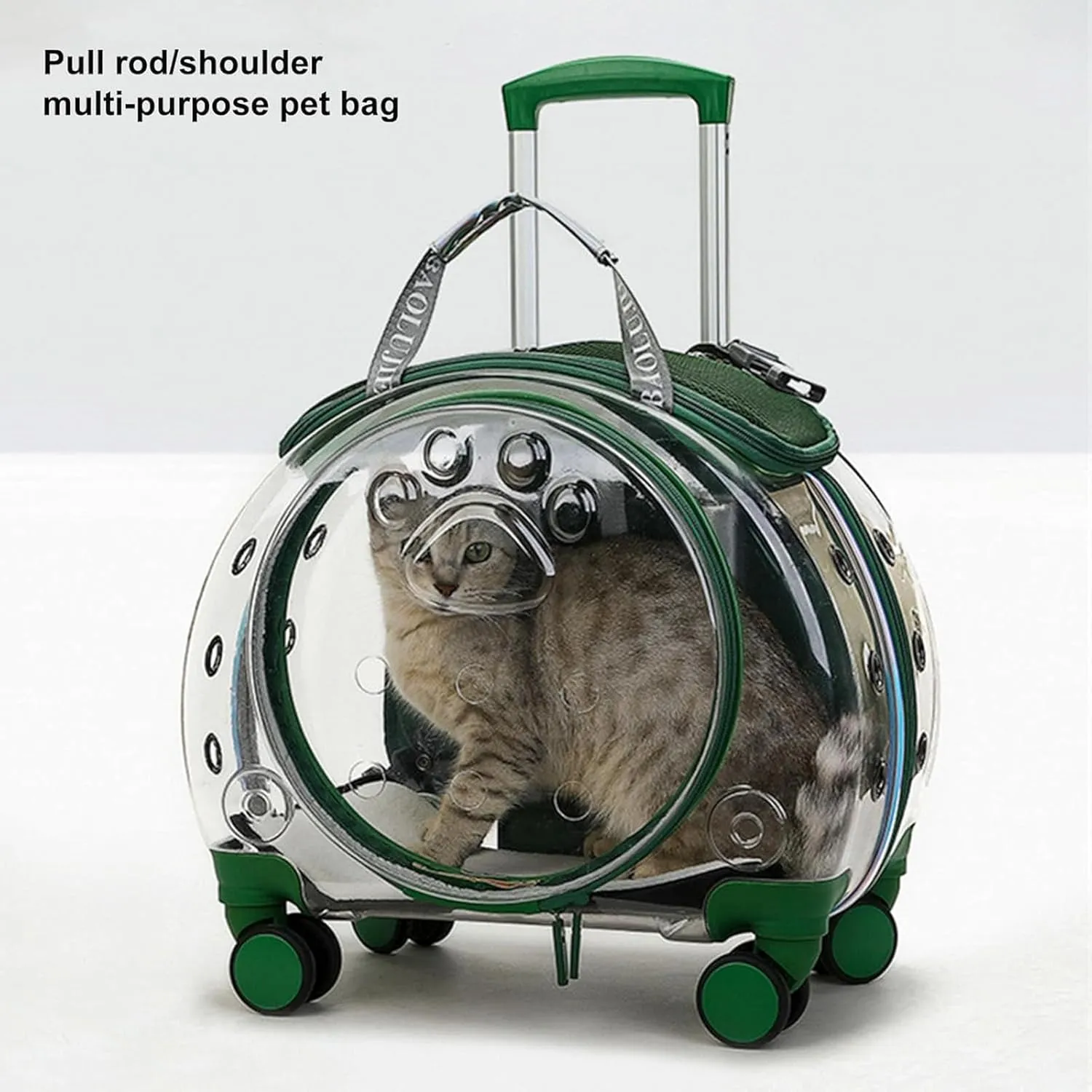 Portable Wheeled Pet Carrier for Cats & Dogs, Travel Bag with Foldable Design, Holds up to 5kg, Breathable Rolling Pet Carrier, Extendable Handle
