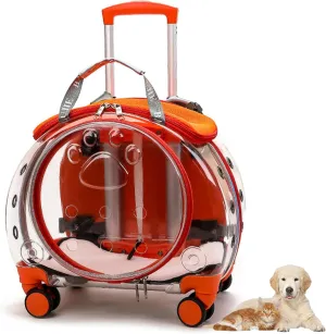 Portable Wheeled Pet Carrier for Cats & Dogs, Travel Bag with Foldable Design, Holds up to 5kg, Breathable Rolling Pet Carrier, Extendable Handle