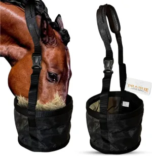 Prairie Horse Supply Adjustable Horse Feed Bag with Comfort Neck Pad - Heavy Duty, Durable Canvas Grain Feedbag, Essential for Controlled Feeding - Suitable for Small, Medium, Large Horses and Ponies