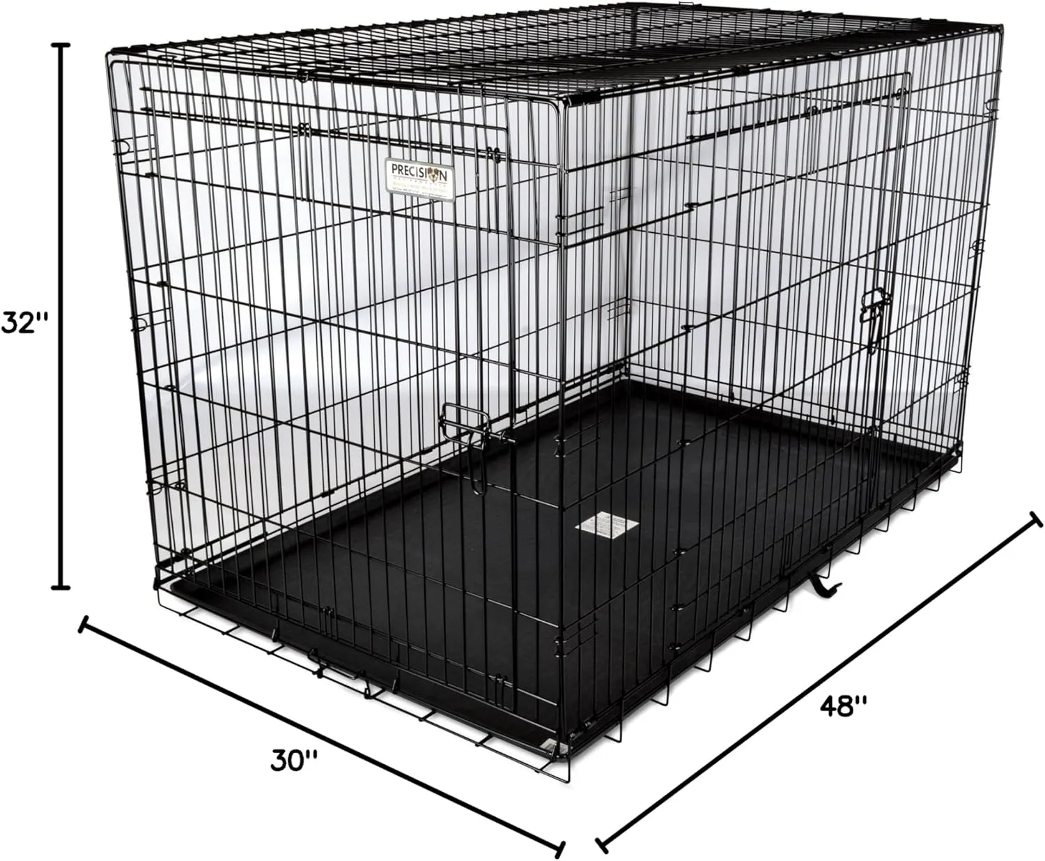 Precision Pet Products Two Door Great Crate Wire Dog Crate, 48 Inch, For Pets 90-125 lbs, With 5-Point Locking System