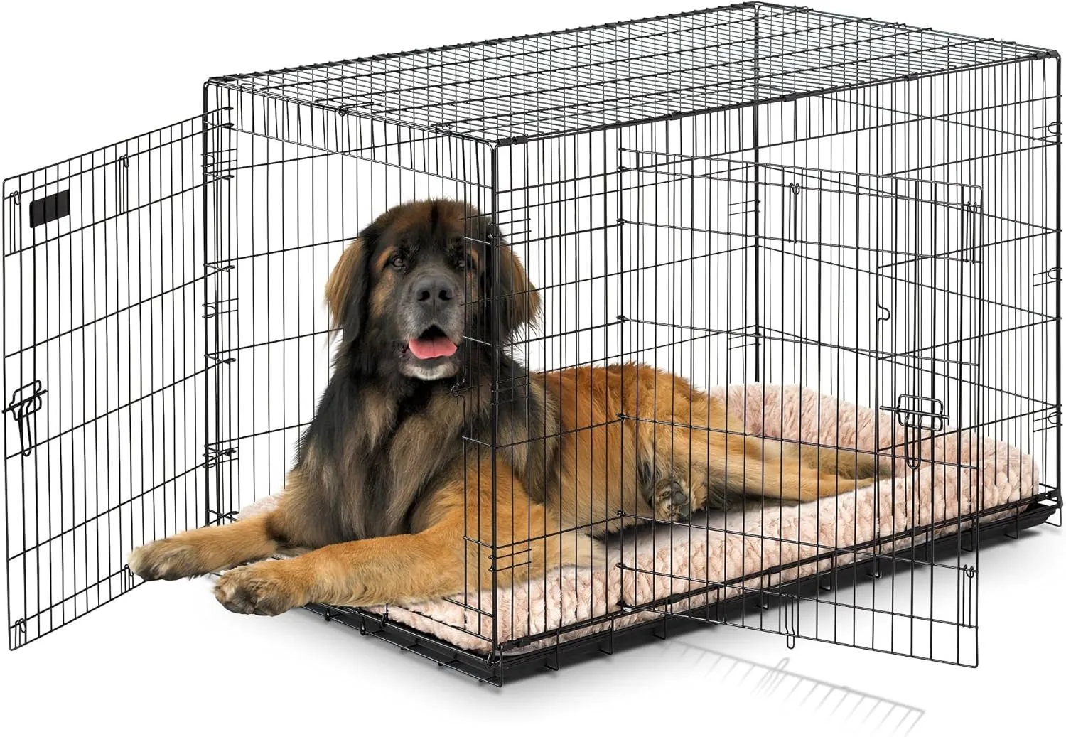 Precision Pet Products Two Door Great Crate Wire Dog Crate, 48 Inch, For Pets 90-125 lbs, With 5-Point Locking System