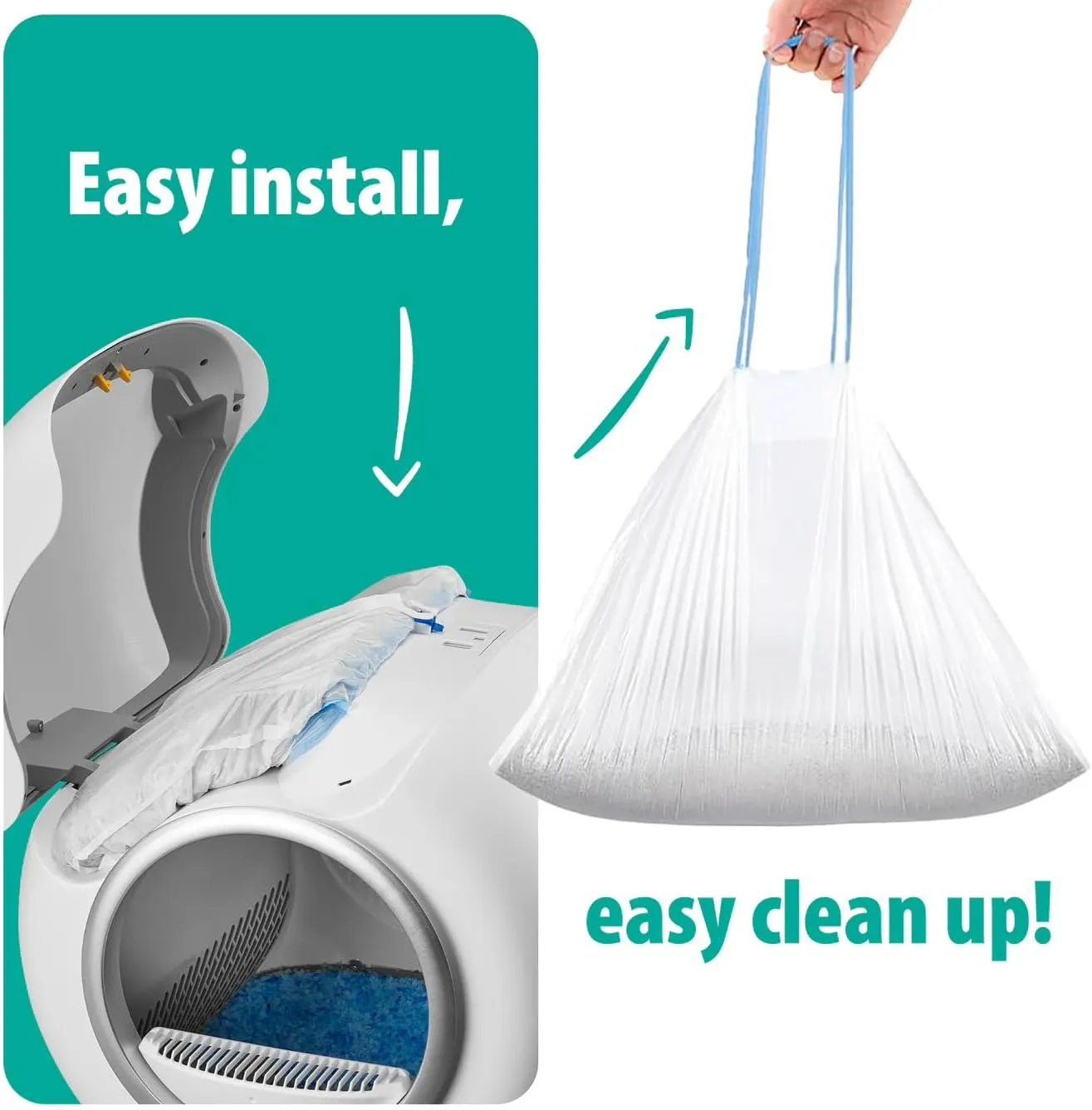 Premium Self Cleaning Cat Litter Box Liners Kitty Litter Bags Poop Bags Pet Waste Bags & Durable Litter Box Liners Ultimate Odor Control & Leakproof Design Cat LitterBags