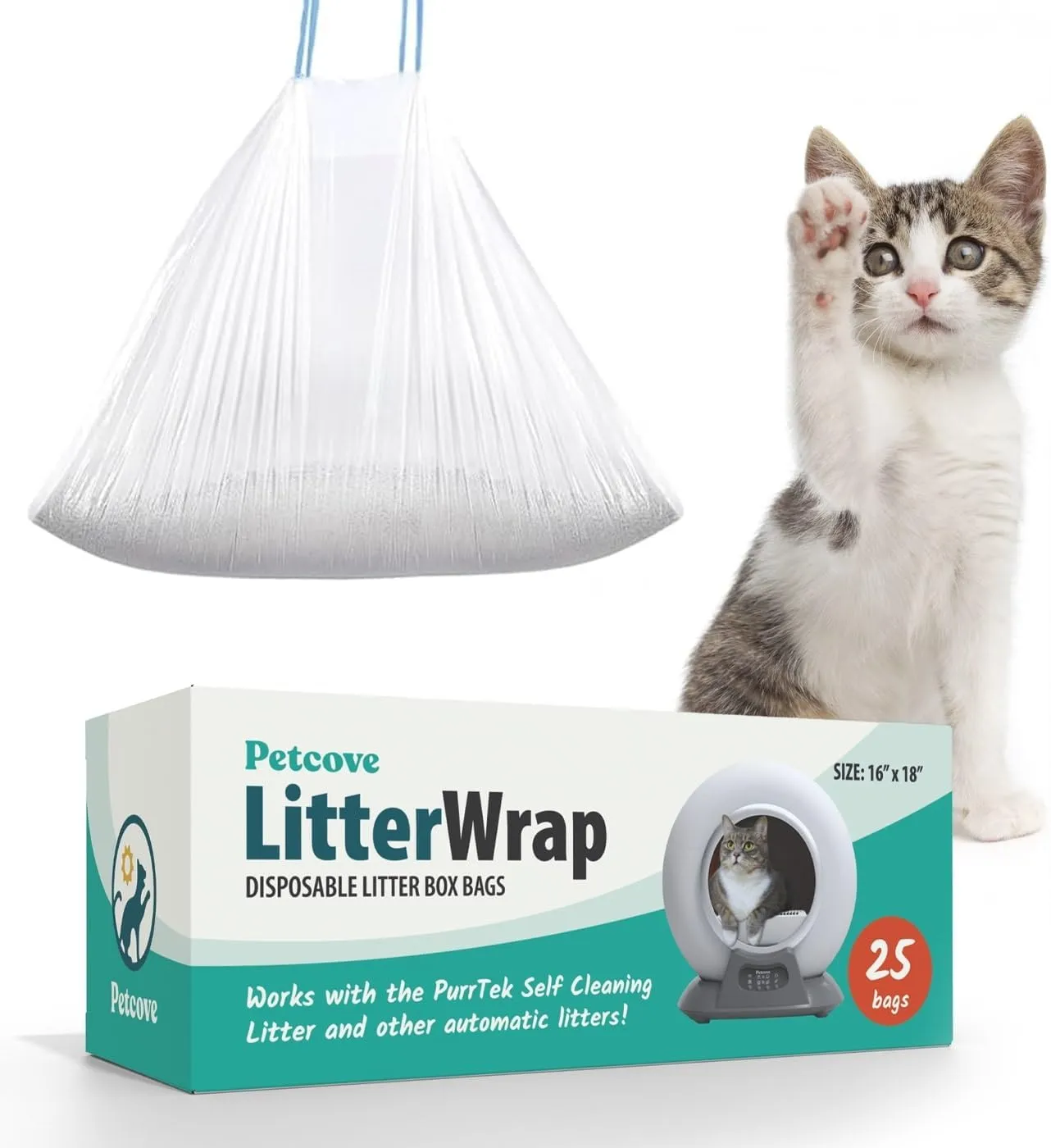 Premium Self Cleaning Cat Litter Box Liners Kitty Litter Bags Poop Bags Pet Waste Bags & Durable Litter Box Liners Ultimate Odor Control & Leakproof Design Cat LitterBags