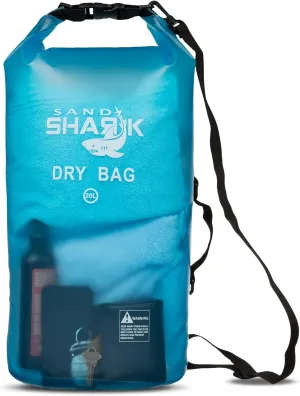 Premium Waterproof Dry Bag by SandShark Transparent 10 & 20 Liter Floating Sack w/Large Inside Pocket for Boating, Beach and Watersports - Side and Shoulder Strap – Roll Top Keeps Gear Dry.