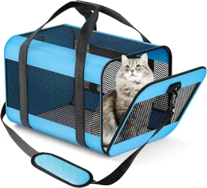 Prodigen Cat Carrier Dog Carriers for Small Dogs Soft Slided Airline Approved Collapsible Pet Travel Carrier, Small (16.3" L x 11.8" H x 12.4" W)