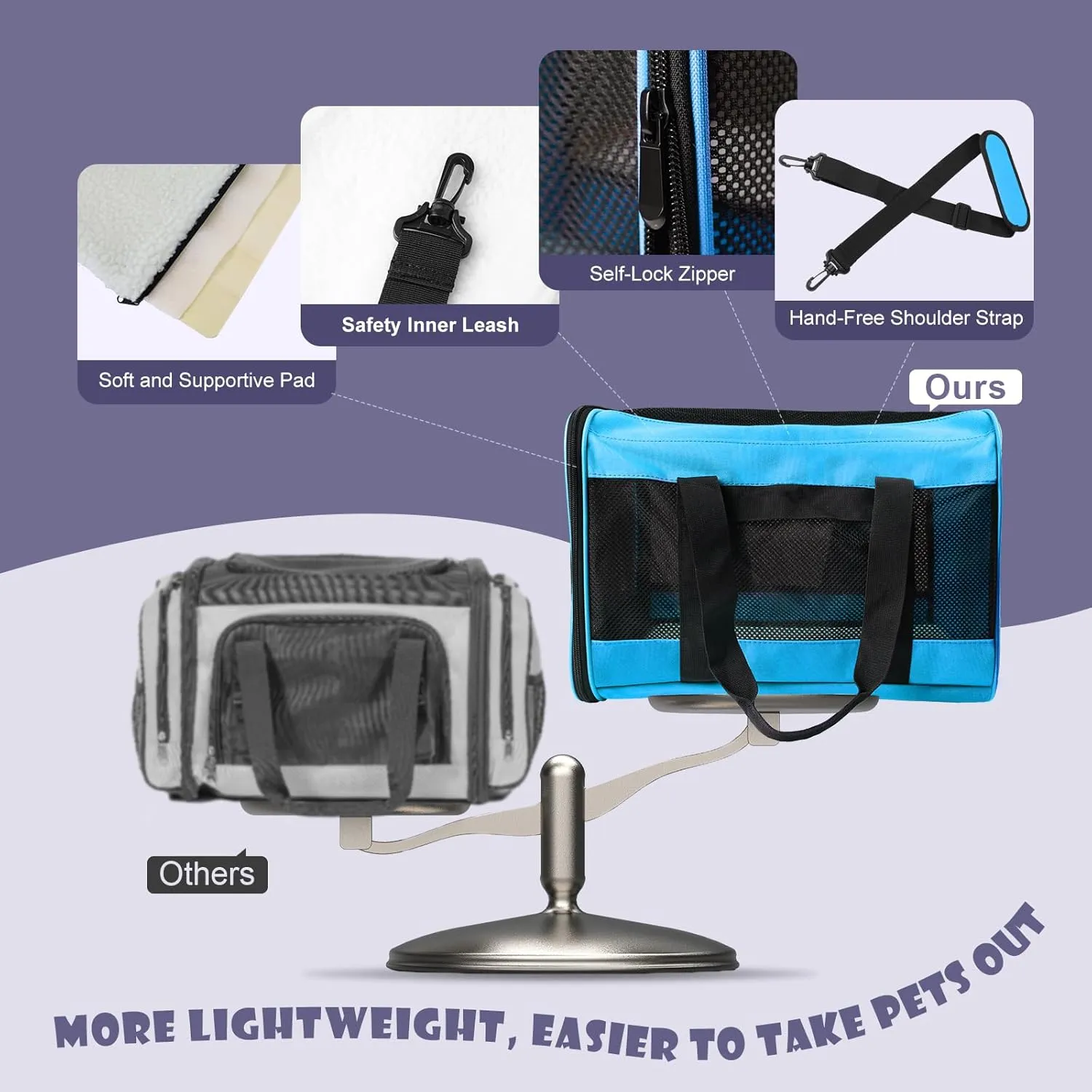 Prodigen Cat Carrier Dog Carriers for Small Dogs Soft Slided Airline Approved Collapsible Pet Travel Carrier, Small (16.3" L x 11.8" H x 12.4" W)
