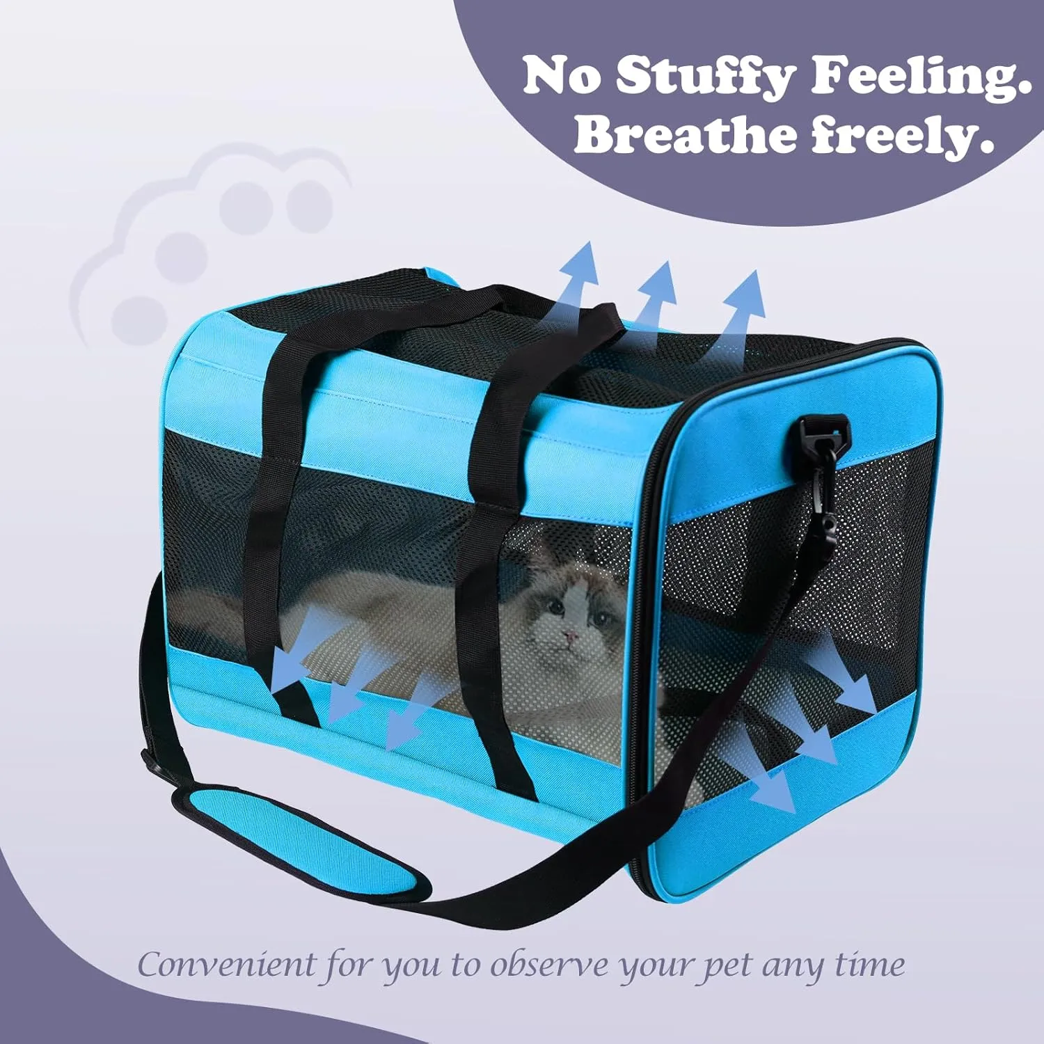 Prodigen Cat Carrier Dog Carriers for Small Dogs Soft Slided Airline Approved Collapsible Pet Travel Carrier, Small (16.3" L x 11.8" H x 12.4" W)