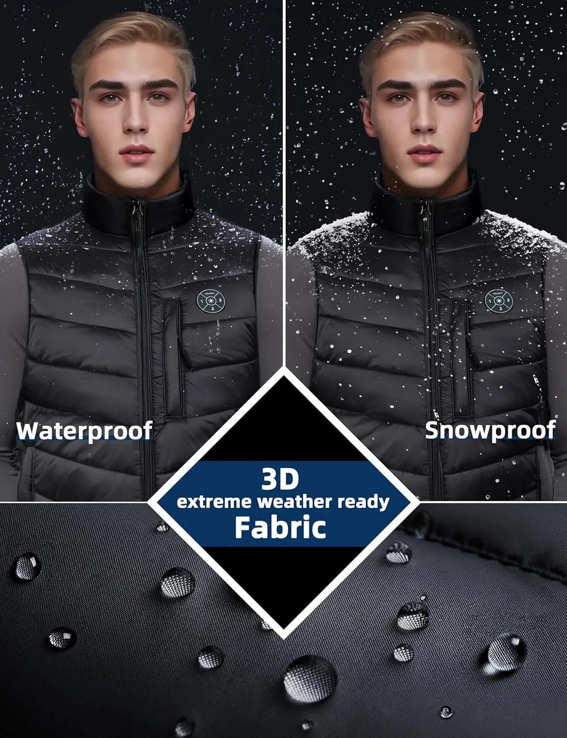 Professional Men's Heated Vest with 12000mAh Large Capacity Battery Pack