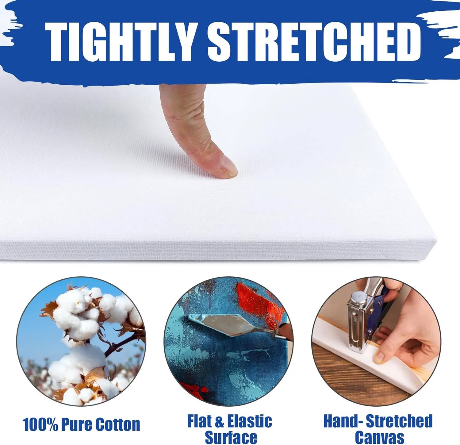 Professional Stretched Canvas for Painting with 8x10 inch, 5x7 inch (10 of Each), 20 Packs Blank Canvases Art Supplies for Acrylic, Oil, Pouring,100% Cotton, Primed, 5/8 Inch Profile