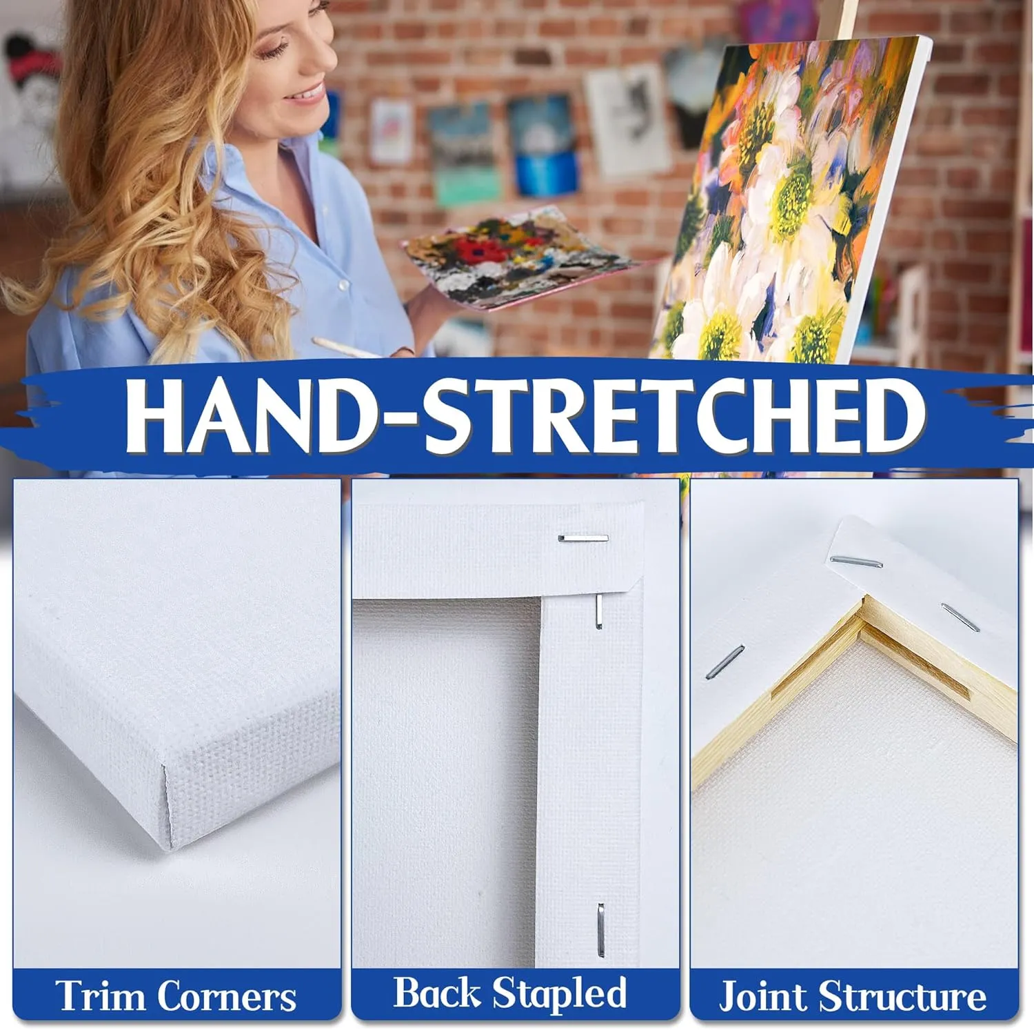 Professional Stretched Canvas for Painting with 8x10 inch, 5x7 inch (10 of Each), 20 Packs Blank Canvases Art Supplies for Acrylic, Oil, Pouring,100% Cotton, Primed, 5/8 Inch Profile