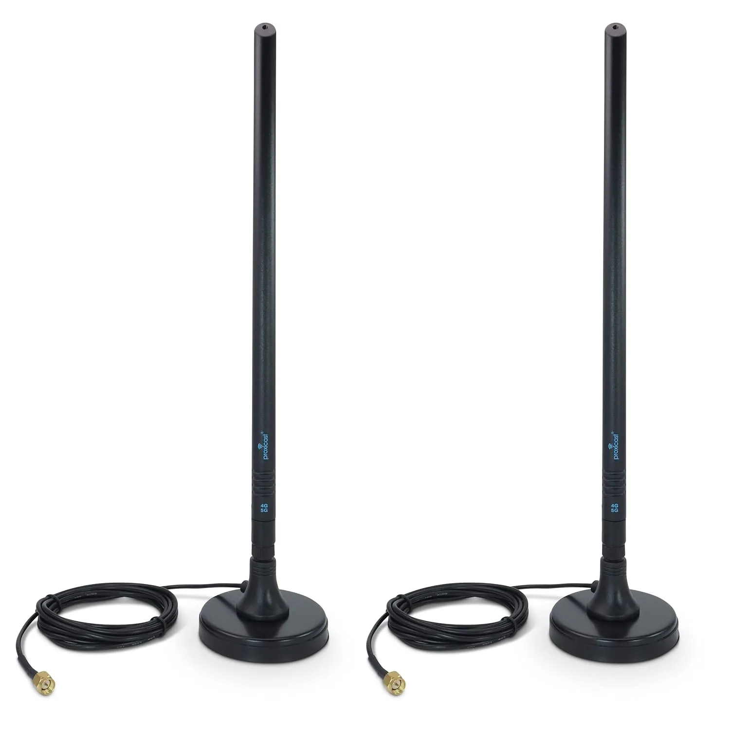 Proxicast 5-8 dBi 4G/5G External Magnetic High Gain Cell Antenna Compatible with Cisco, Cradlepoint, Netgear, Pepwave, MoFi, Digi, Sierra and Other Routers & Modems with SMA Connectors ANT-006-SMA-2PK