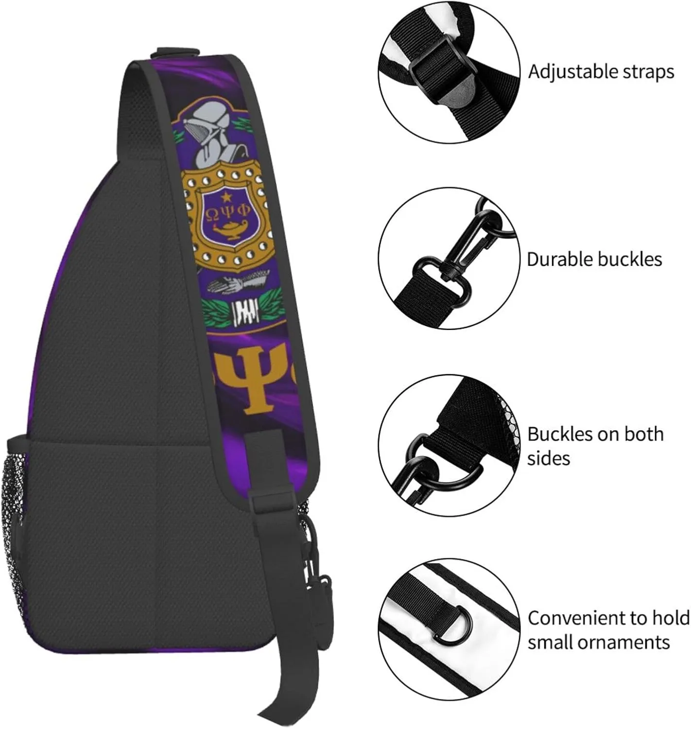 Psi Phi Sling Bag Crossbody Travel Hiking Chest Backpack Shoulder Daypack For Men