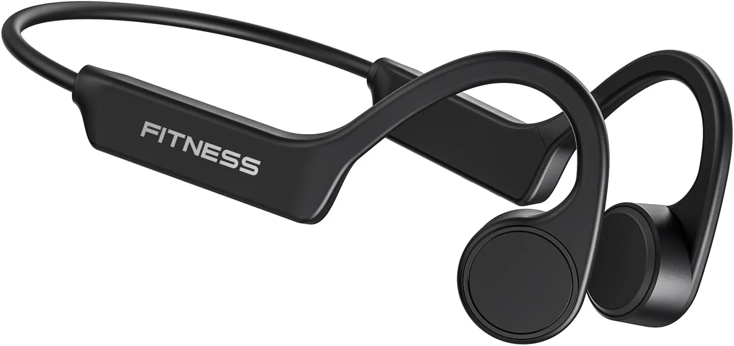 PSIER Bone Conduction Headphones, Bluetooth 5.3 Open Ear Headphones, 8H Playtimes Wireless Headphone with Mic, Sport Earphones, IP56 Sweatproof Headset for Workout, Hiking, Black