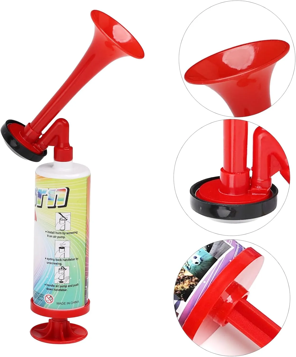 Pump Air Horn Mini, BANHAO Handheld Air Horn Hand Pumps Noisemakers for Sporting Events, Parties, Celebrations, Fun Birthday Party Favors and Goodie Bag Fillers for Kids and Adults, 5pcs 10Inch