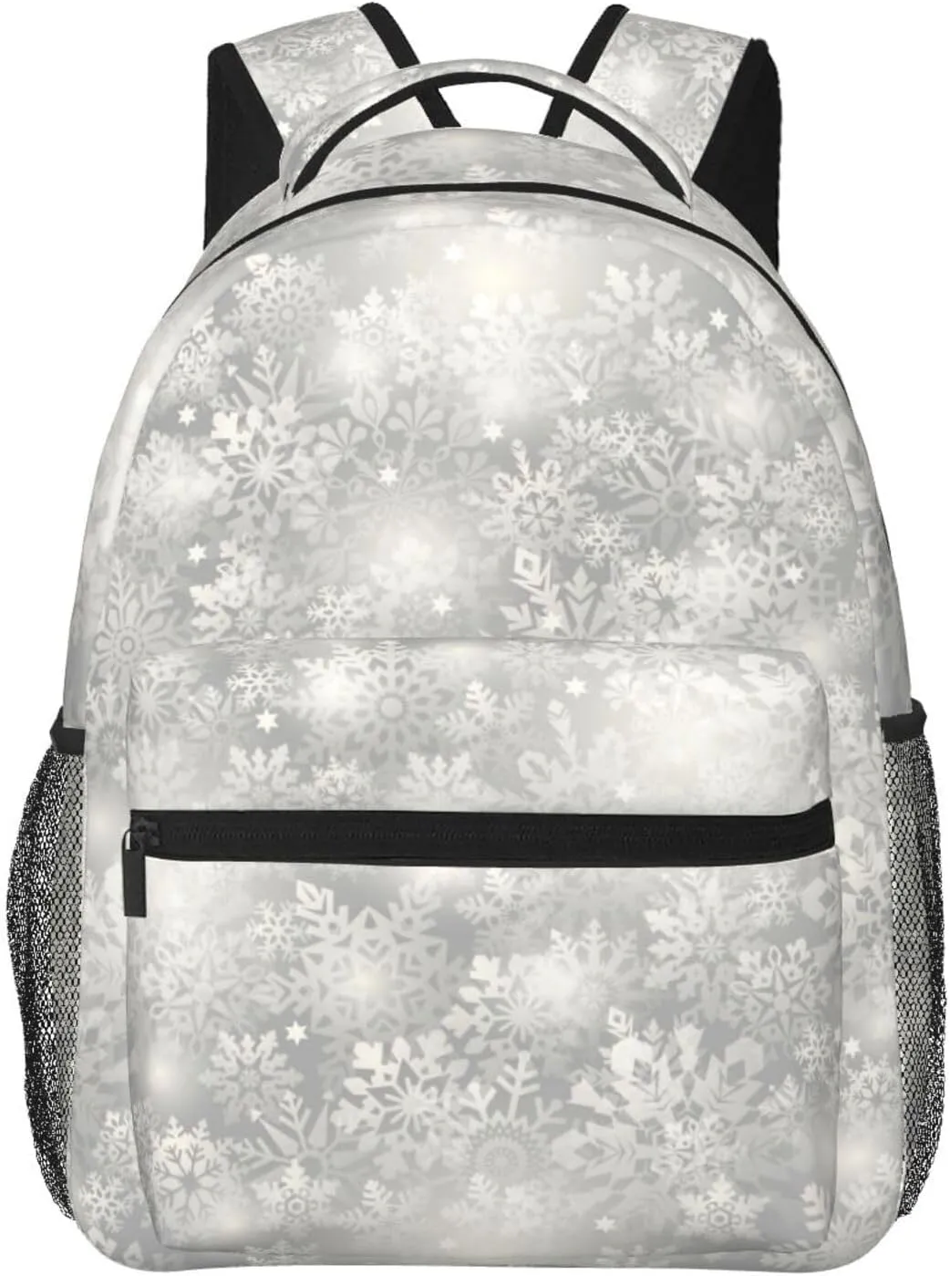 Pure White Snowflake Christmas Casual Backpack Travel Laptop Backpacks Lightweight Daypack Large Capacity Rucksack Notebook Bags Business Work Bag for Yoga Beach Hiking