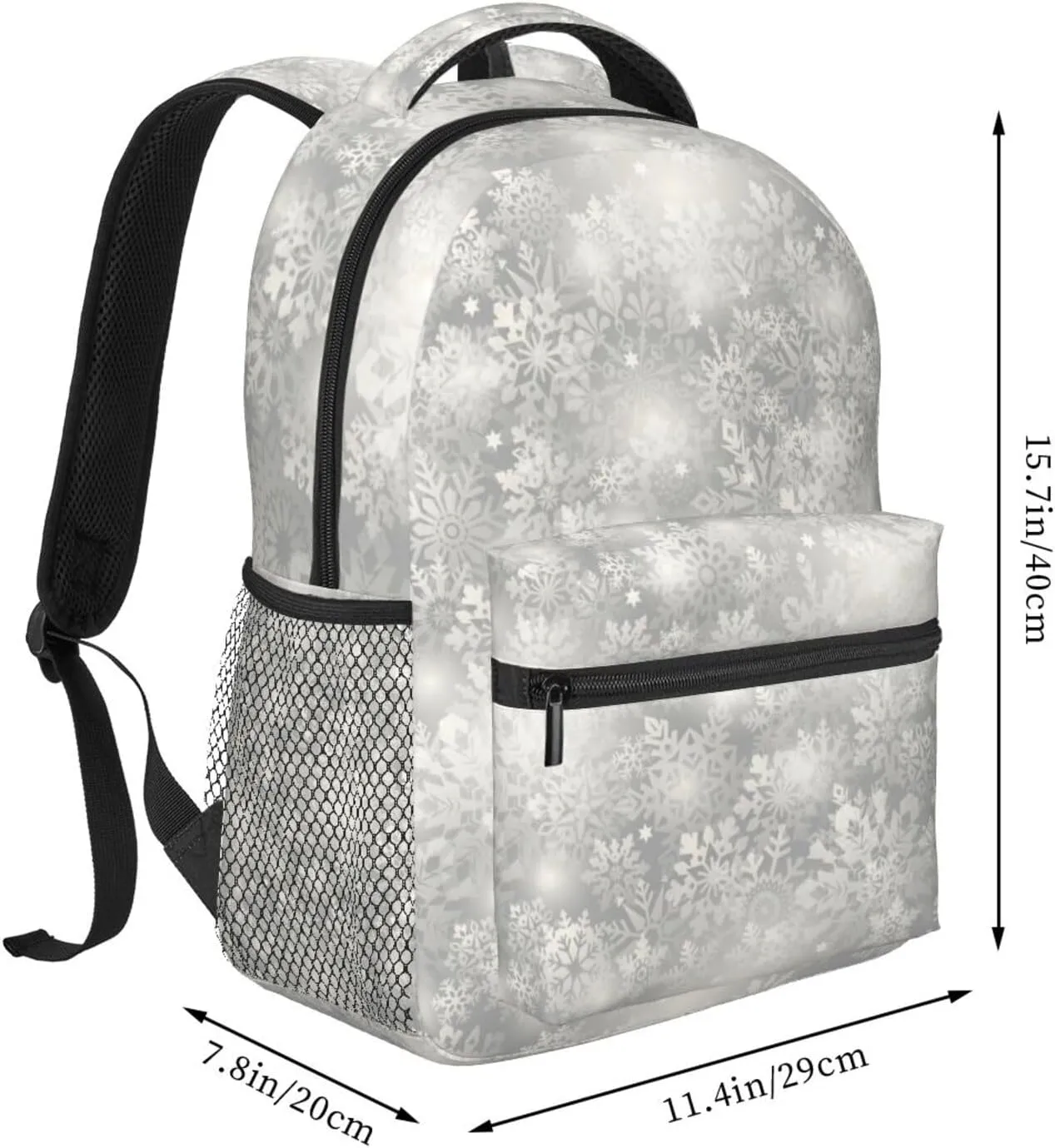 Pure White Snowflake Christmas Casual Backpack Travel Laptop Backpacks Lightweight Daypack Large Capacity Rucksack Notebook Bags Business Work Bag for Yoga Beach Hiking
