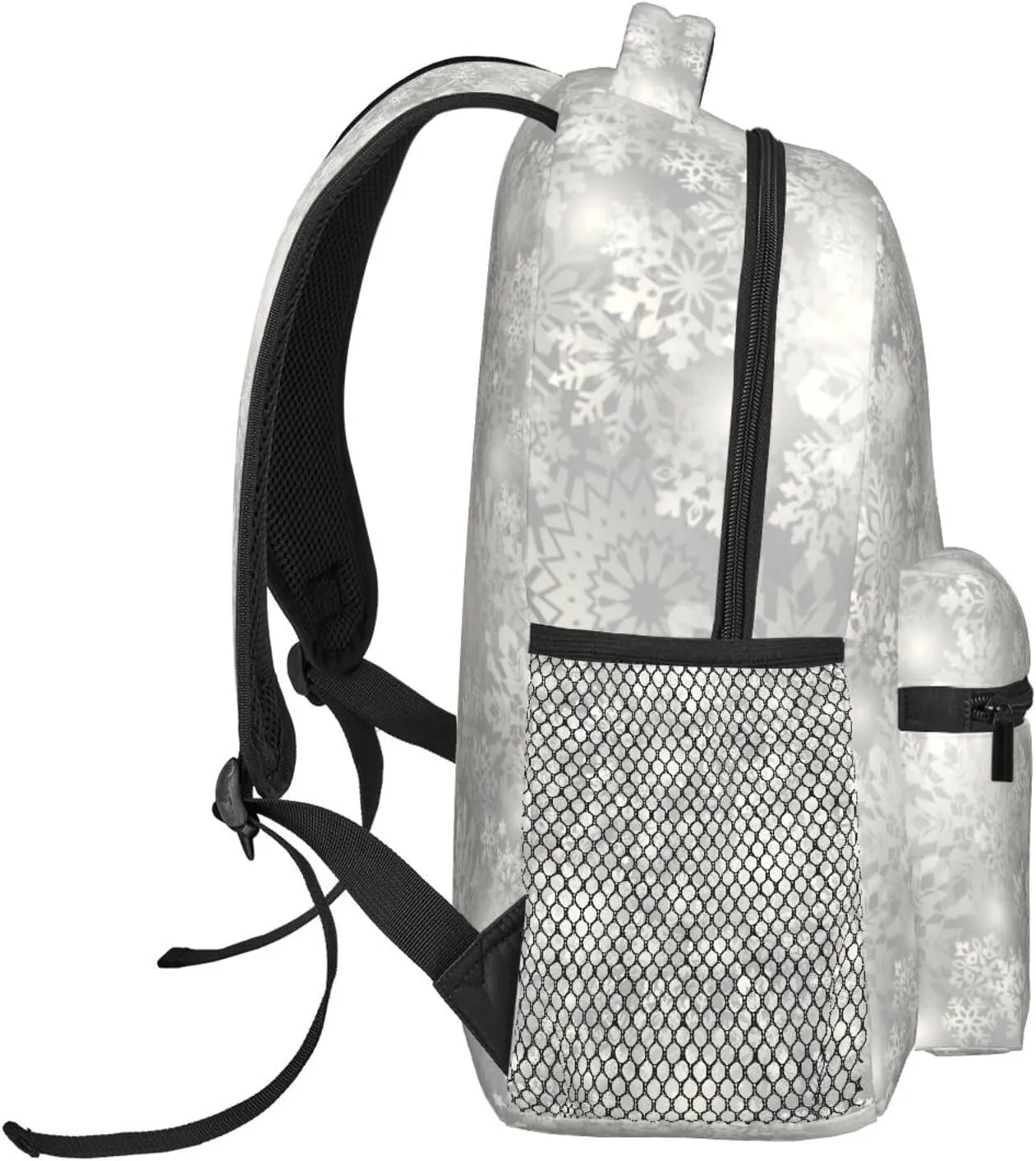 Pure White Snowflake Christmas Casual Backpack Travel Laptop Backpacks Lightweight Daypack Large Capacity Rucksack Notebook Bags Business Work Bag for Yoga Beach Hiking