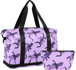 Purple Lizard Sports Gym Bag with Waterproof Dry Wet Pocket, Travel Duffel Bag for Women Men，Workout Bag Fits Yoga, Swimming