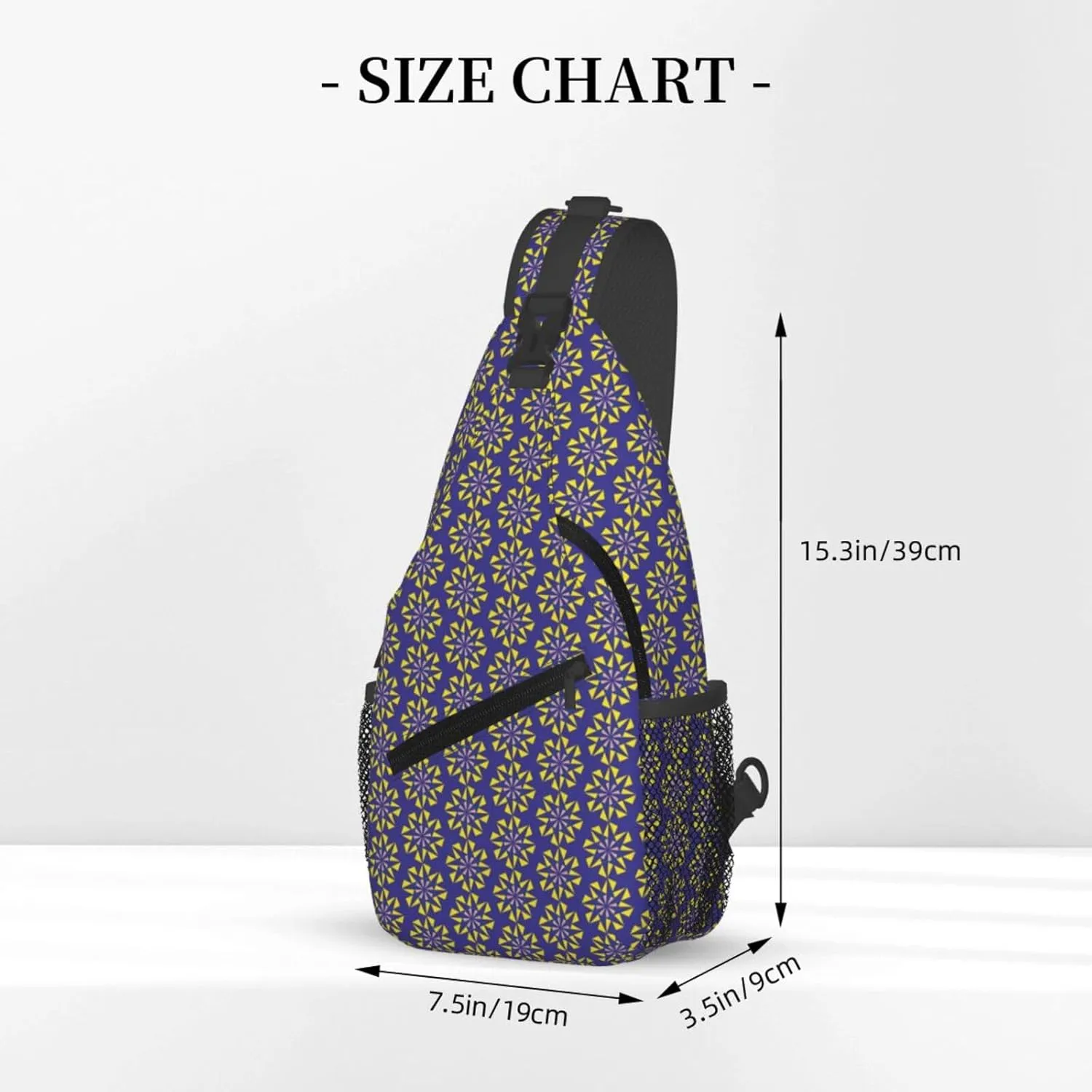 Purple Windmill Geometric Polygons Cross Chest Bag Diagonally Hiking Crossbody Bag Travel Shoulder Daypack Lightweight Sling Backpack Cycling Daypacks Fitness Chest Backpacks