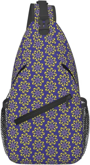 Purple Windmill Geometric Polygons Cross Chest Bag Diagonally Hiking Crossbody Bag Travel Shoulder Daypack Lightweight Sling Backpack Cycling Daypacks Fitness Chest Backpacks
