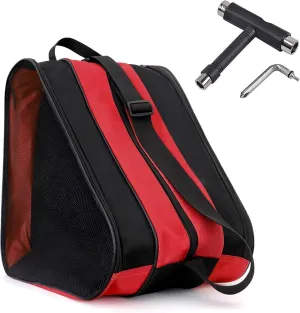 Qavctw Roller Skate Bag Ice Skate with T Tool Accessory Adjustable Shoulder Strap and Top Handle Oxford Cloth Premium Bag to Carry Ice Skates Roller Skates Inline Skates for Both Kids and Adults