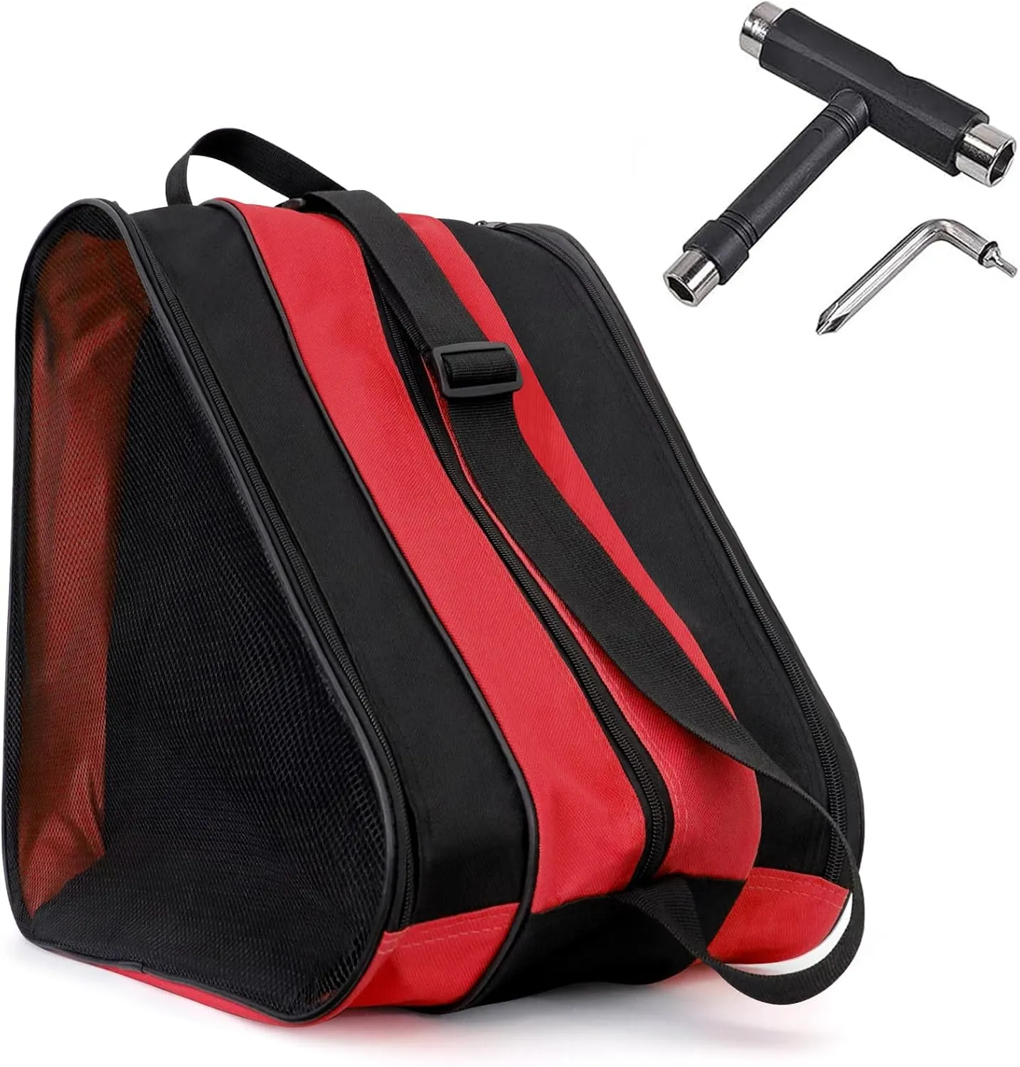Qavctw Roller Skate Bag Ice Skate with T Tool Accessory Adjustable Shoulder Strap and Top Handle Oxford Cloth Premium Bag to Carry Ice Skates Roller Skates Inline Skates for Both Kids and Adults