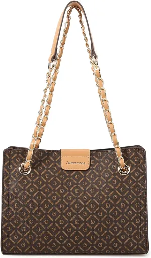 Queenoris PVC Tote Bags for Women, Top Handle Vegan Leather Shoulder Bag Fashion Designer Purses and Handbags Travel Satchel