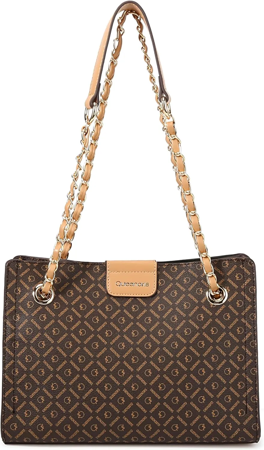 Queenoris PVC Tote Bags for Women, Top Handle Vegan Leather Shoulder Bag Fashion Designer Purses and Handbags Travel Satchel