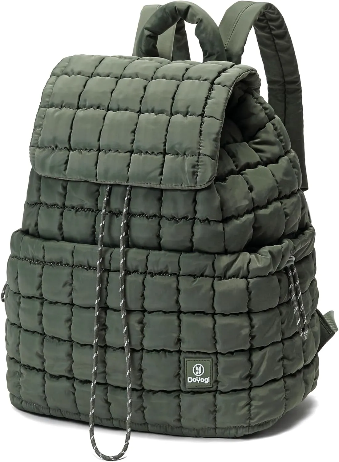 Quilted Backpack for Women, Lightweight Travel Gym Bag, Hiker Pack Drawstring Padding Backpacks, Puffer Travel Bag for Casual Daypack(Green)
